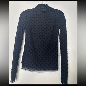 Chic Black Patterned Long Sleeve Top